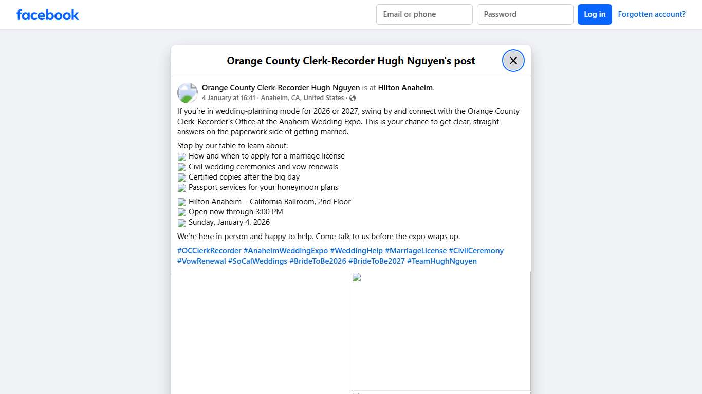 If you’re in... - Orange County Clerk-Recorder Hugh Nguyen Facebook